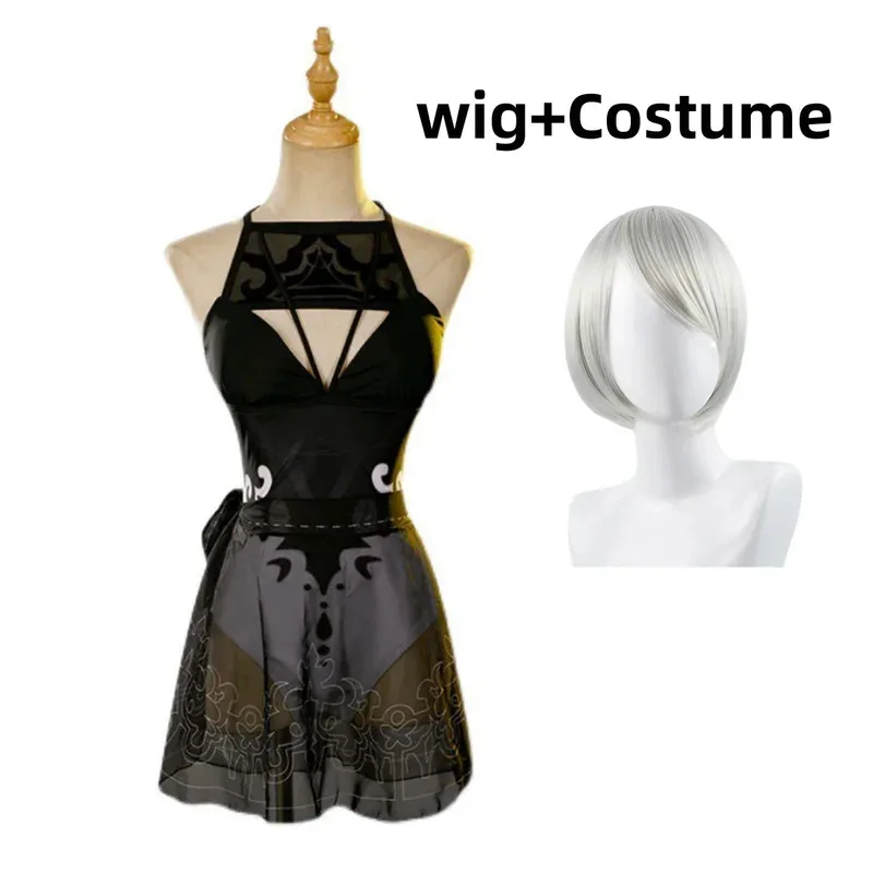 لعبة NieR: Automata YoRHa No.2 Type B أزياء تنكرية 2B Doujin ملابس سباحة صيفية بدلة بيكيني شعر مستعار امرأة مثيرة لحفلات الشاطئ