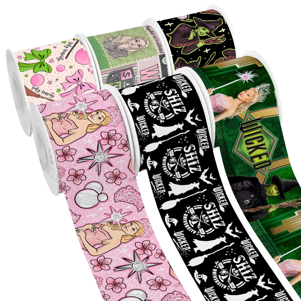 ديزني الكرتون جديد الشريرة غليندا و Elphaba Grosgrain الشريط لتغليف الهدايا DIY بها بنفسك الخياطة الفن 10 ياردة شريط من الساتان