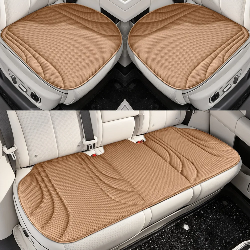 Seaweed Fiber Fabric Car Seat Cushion Anti Slip Bottom Thick Latex Filling Auto Seat Cover Breathable Material