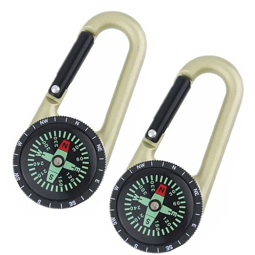 

2 Pcs Compass Keychain Camping Pocket Equipment Climbing Survival Outdoor Carabiner Etc. Hiking