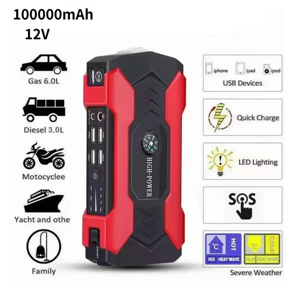 Car Jump Starter Starting Device Battery Power Bank 100000mAh 12V Jumpstarter Auto Buster Emergency Booster Car Fast Charging