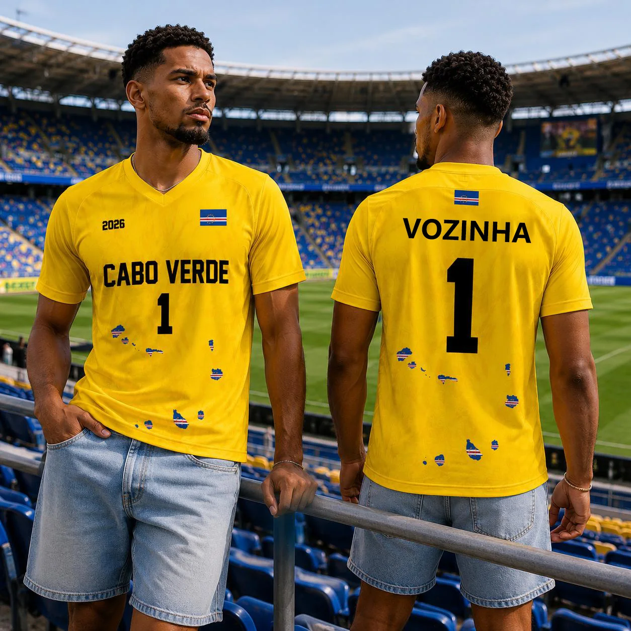 Cabo Verde VOZINHA No.1 Goalkeeper Football Jersey, Breathable Summer Sports Short Sleeve Tops for Men Women