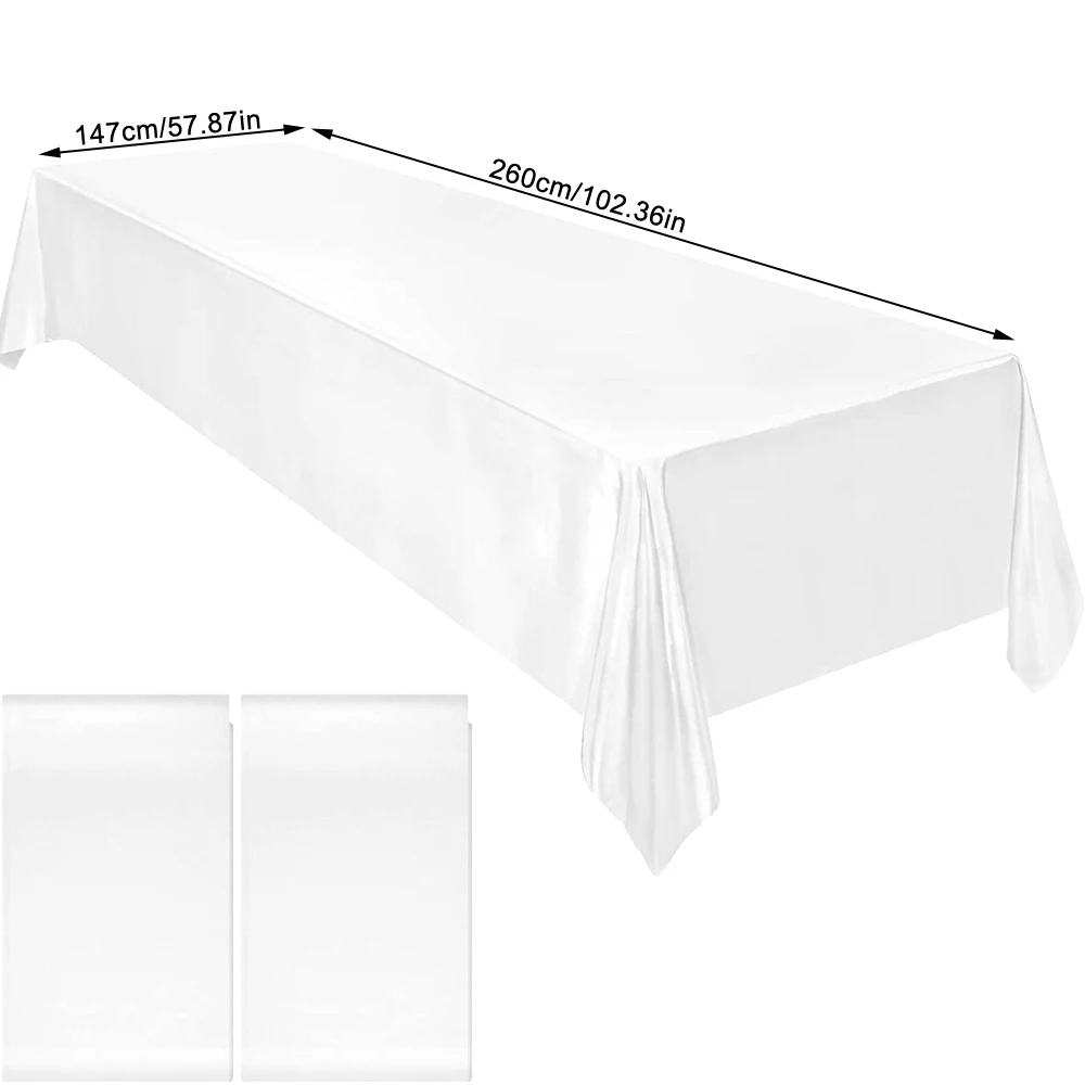 2 Packs Satin Tablecloth Rectangular Table Overlay Cover Bright Silk Tablecloth Smooth Fabric Table Decor for Wedding Banquet Ta