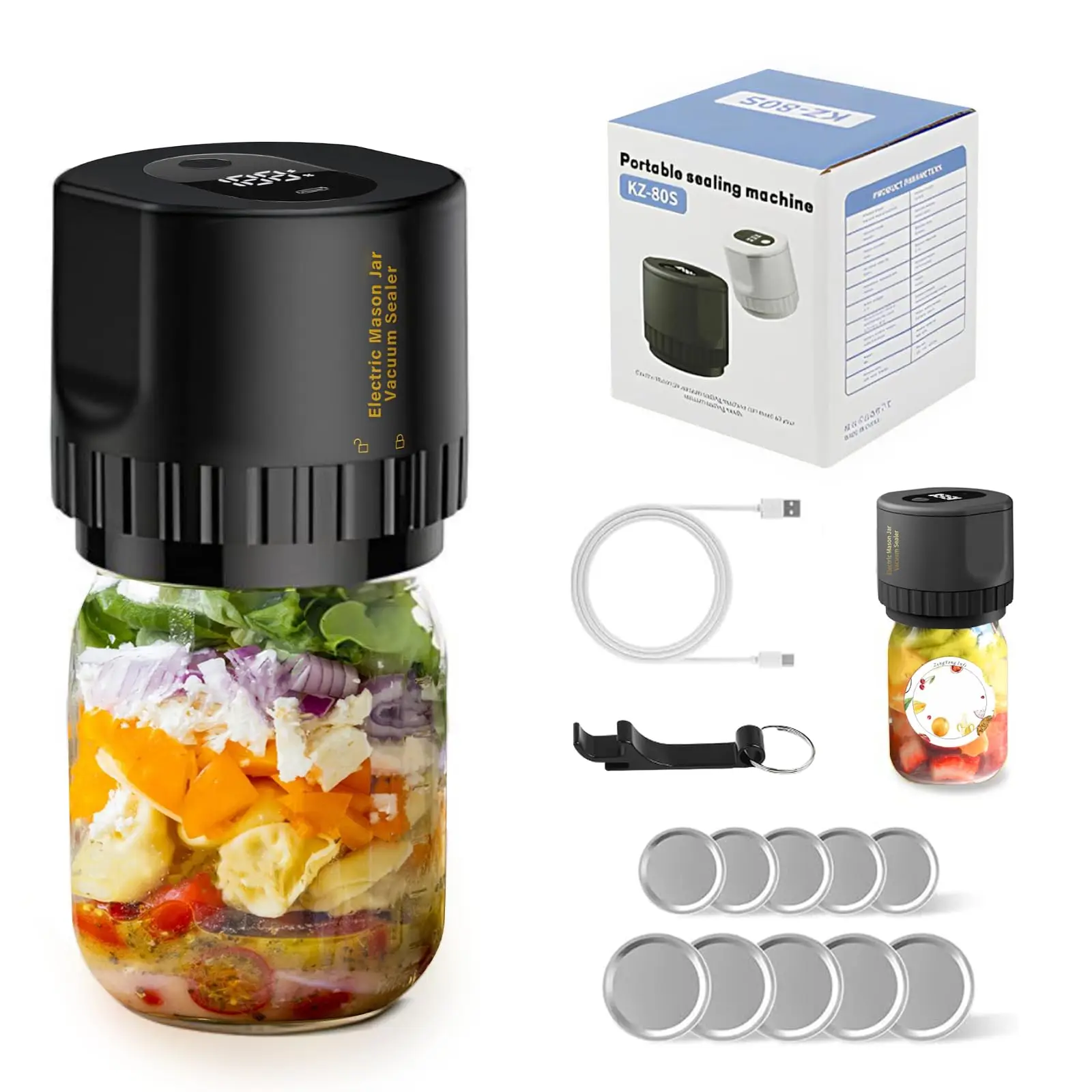 

Mason Jar Vacuum Sealer Upgrade Auto Stop Electric Mason Jar Vacuum Sealer Kit 80kPa Mason Jar Vacuum Sealer with Wide and Regul