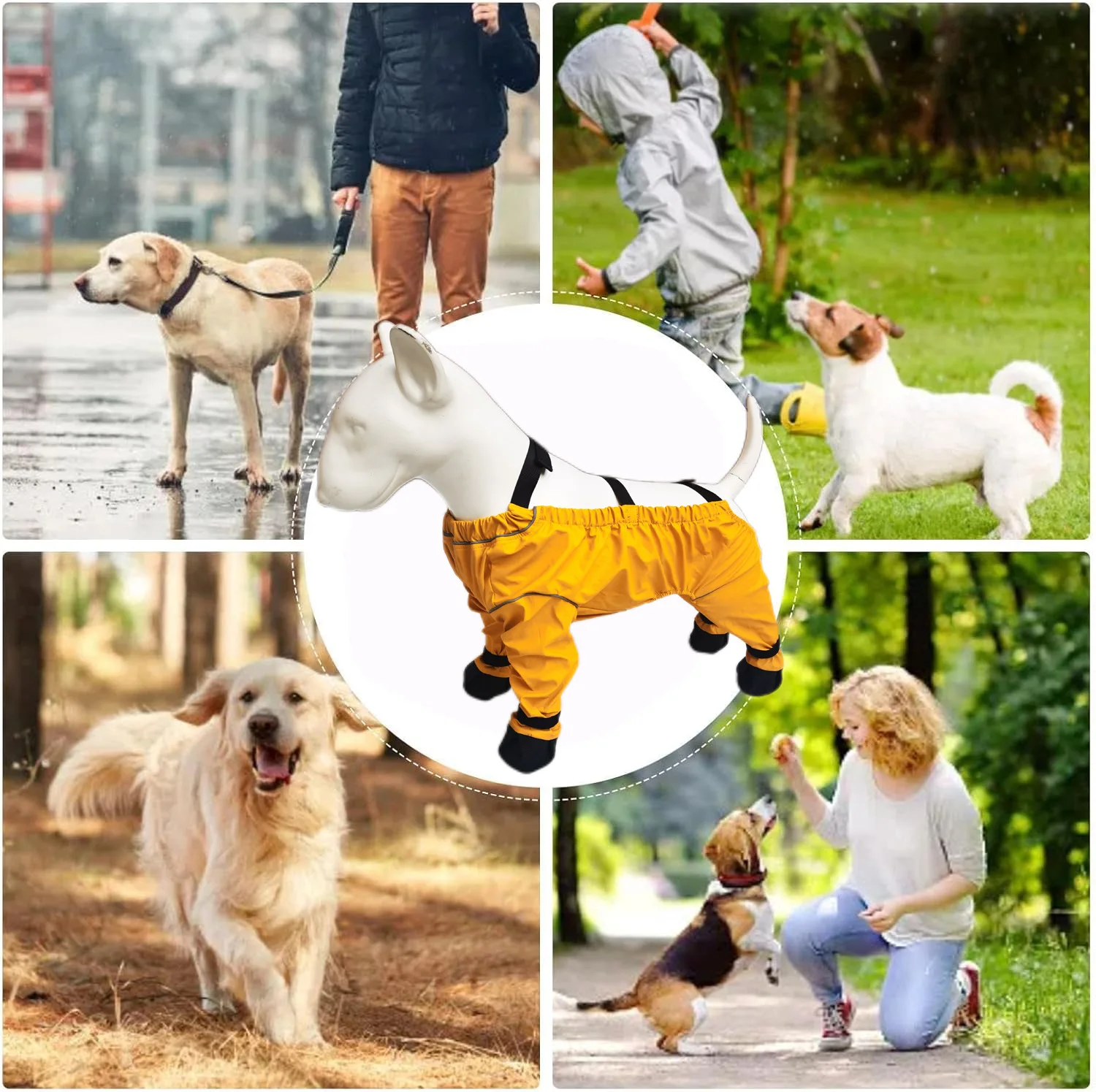 Pet Shoes Anti-dirty Dog Boots Outdoor Waterproof Dust proof Pet Jumpsuit Dog Shoes Clothes with Legging Pants