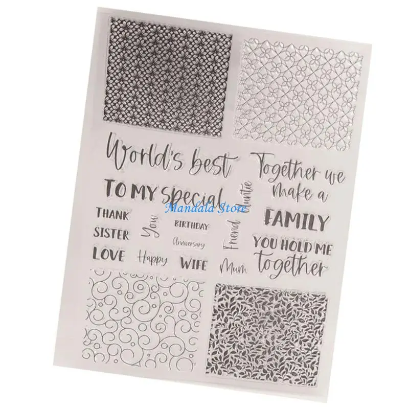 

U2JC Aesthetic Flower and Geometric Pattern Clear Silicone Stamp for Card Making