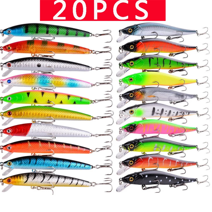 20 Pcs Fishing Lure Set Mini Fishing Hard Bait Minnow Floating Swing Crankbait Crazy Wobblers Artificial Bionic Crank Lures