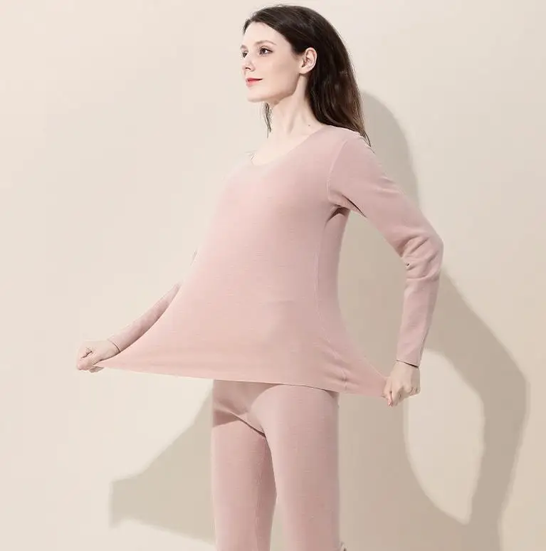 2023 youpin New autumn and winter silk wool women's thermal underwear plus fleece thickened undergarments seamless set