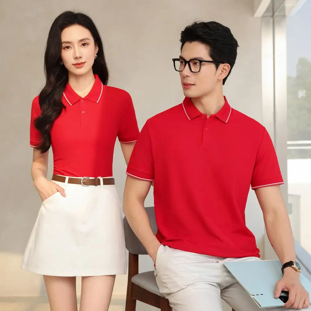 High-end business casual polo shirt custom digital printing loose and breathable large-sized