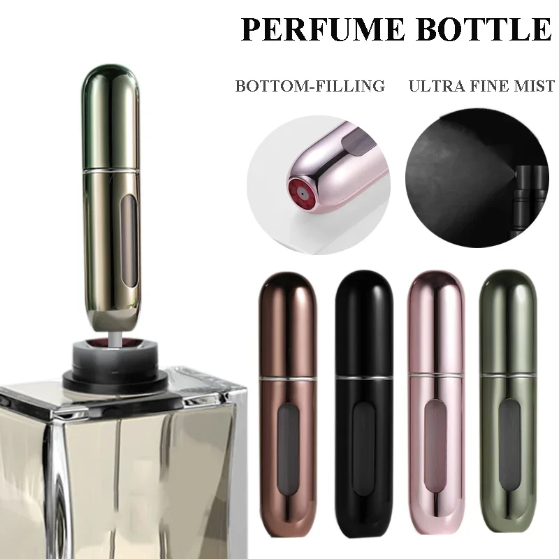 

5ml Bottom-Filling Pump Perfume Refillable Spray Bottle Aluminium Mini Portable Empty Cosmetic Containers Atomizer Bottle Travel