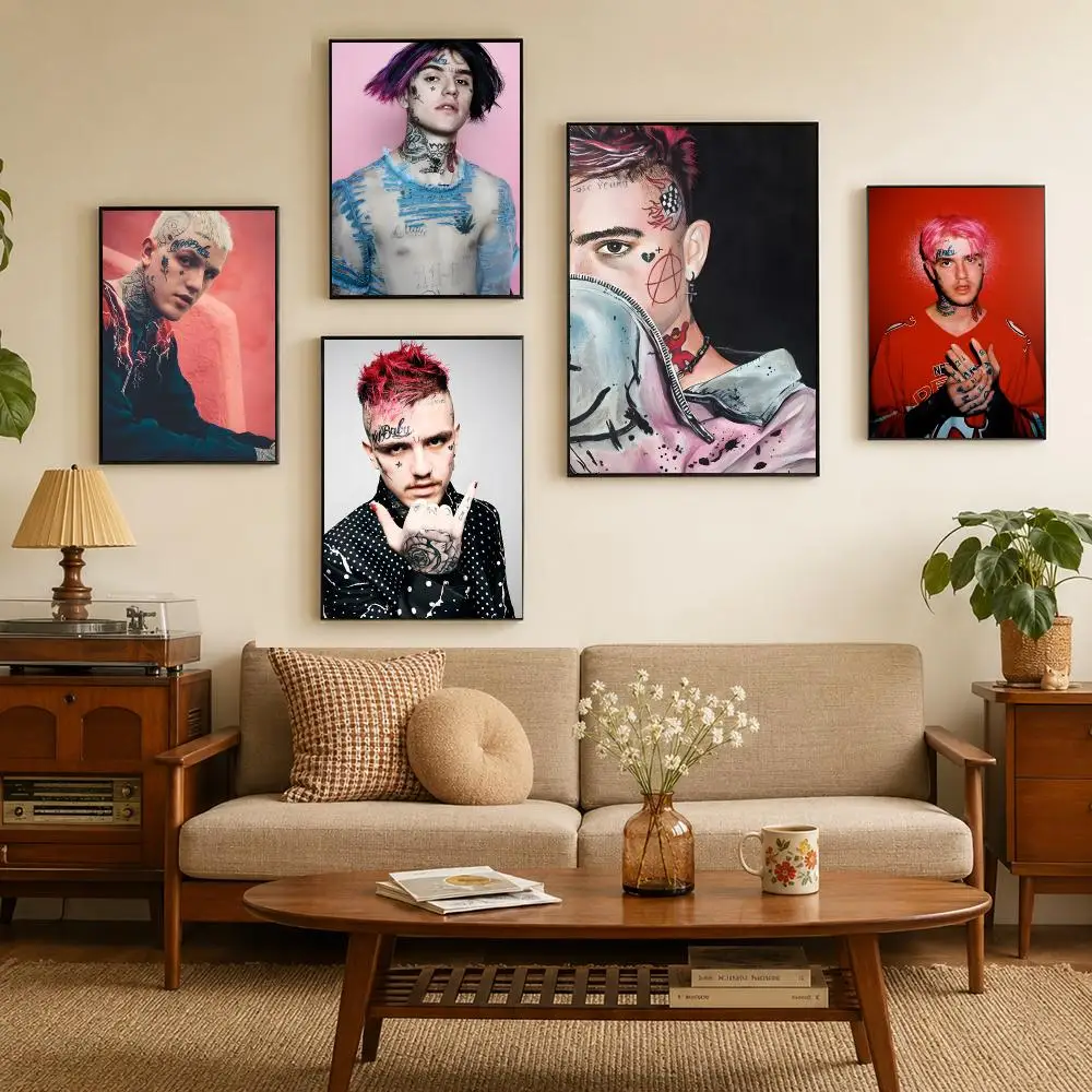 Rapper Lil Peep Hell Boy Poster Self-adhesive Waterproof Paper Stickers For Wall Decoration In Bedrooms And Bar Rooms