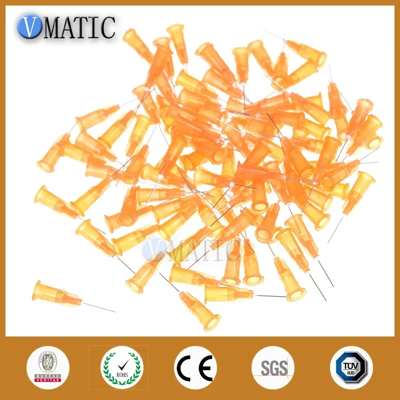 Free Shipping 100pcs 1/2 Inch Orange Plastic Adhesive Glue Syringe Stainless Steel 25Ga Blunt Dispensing Needle For Industrial