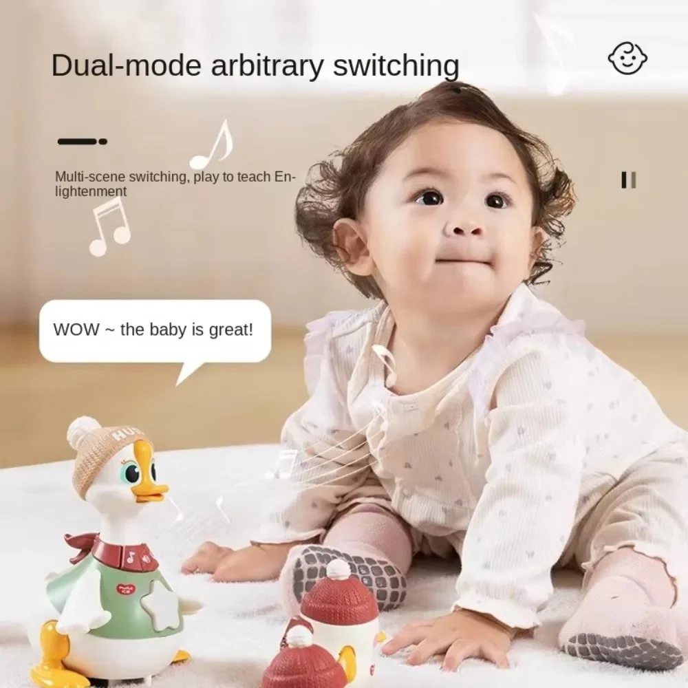 Simpatico Giocattolo Musicale per Bambini a Forma di Famiglia di Anatre in ABS, Oca che Cammina con Luci e Suoni, Batterie Non Incluse