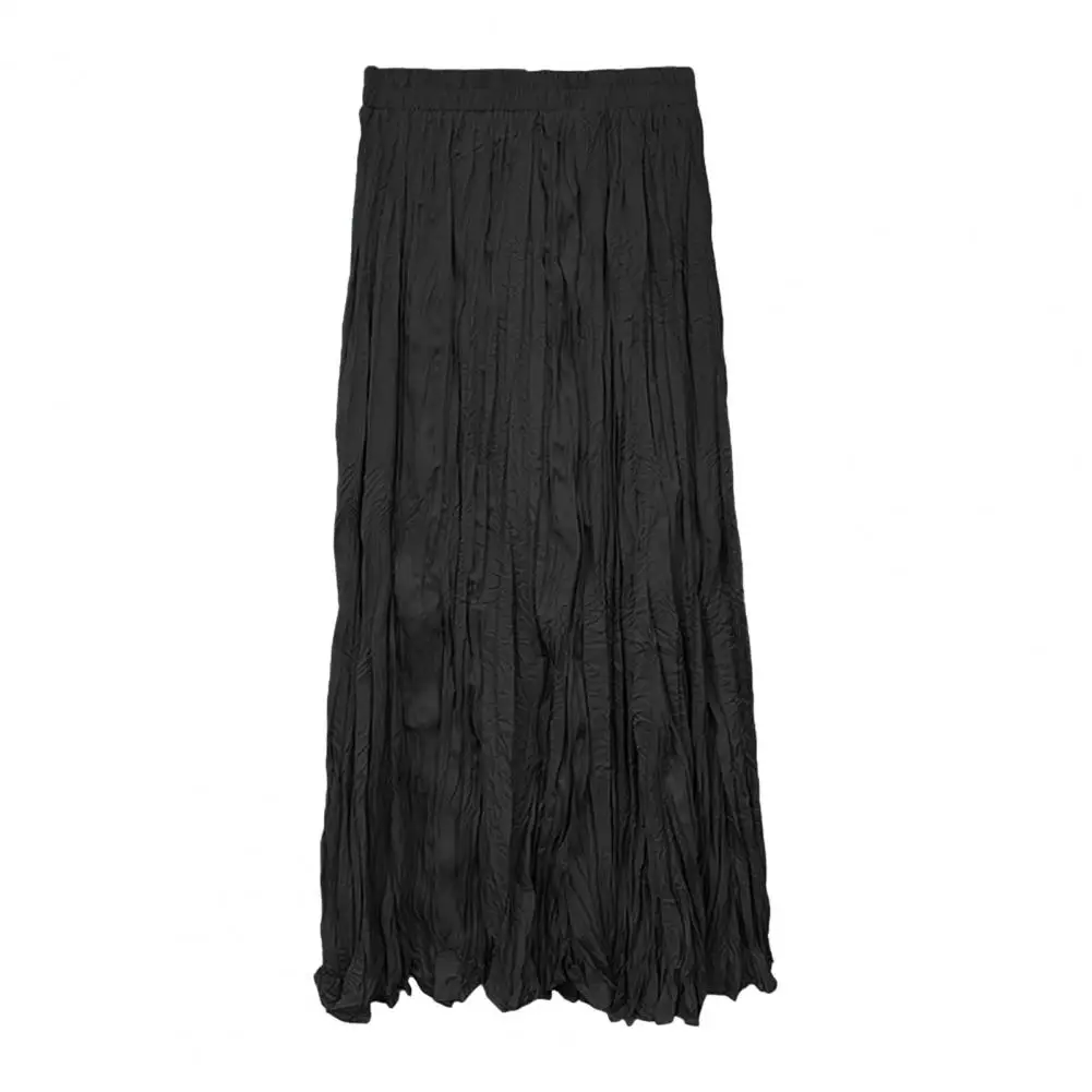 

Flattering High Waist Skirt Elegant High Waist Pleated Maxi Skirt for Women Solid Color A-line Silhouette with Flowy for Work