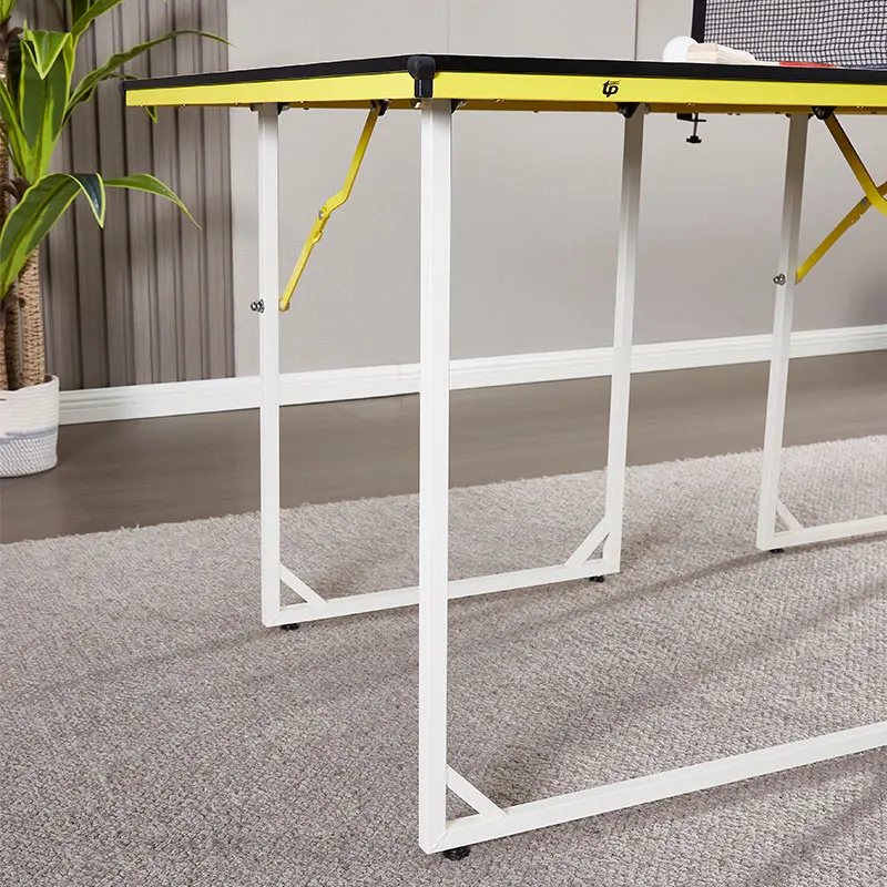 Folding Table Tennis Game Table MDF Material 2 Piece Portable Compact Design for Indoor Small Space Entertainment TT-1890 Black