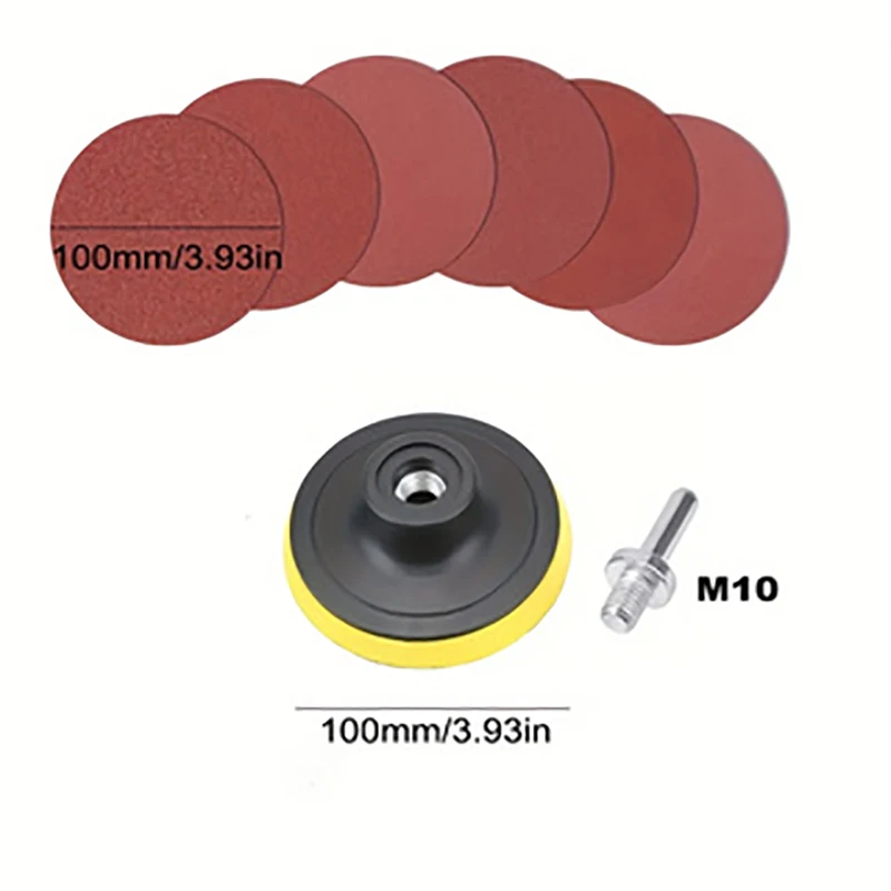 10 pieces 100mm sand disc 60-240 sandpaper buffer wheel hook and ring back cushion for electric drill and grinder rotating tool