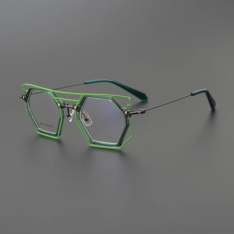 Niche designer polygon personality glasses frame square retro literary fashion optical prescription myopia glasses big face