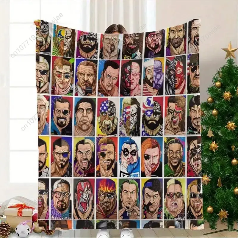 Wrestling Hall of Fame themed blanket with pattern suitable for sofa bed, travel camping living room ideal gift Custom blankets