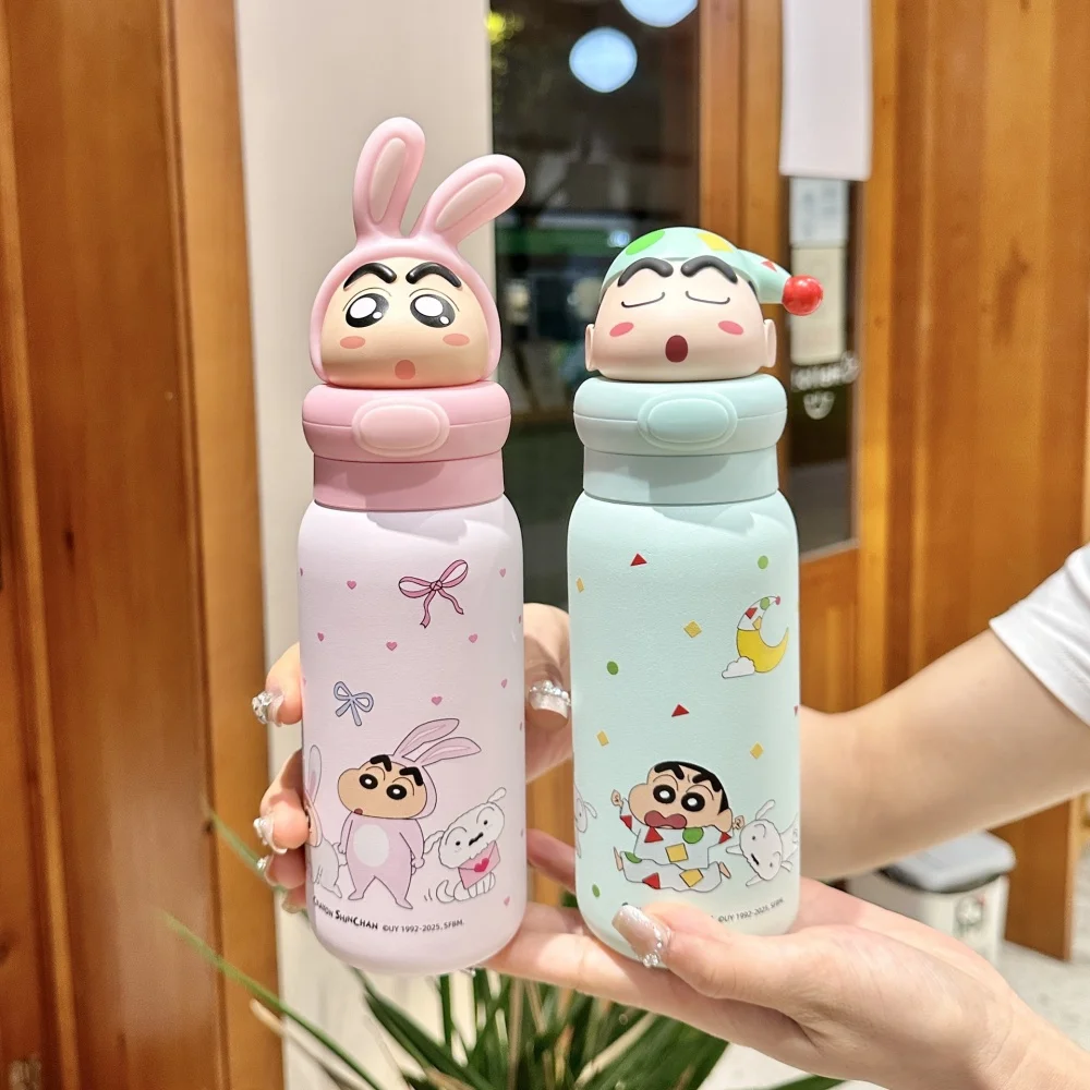 حقيقي 400 مللي تلوين شين تشان الفولاذ المقاوم للصدأ معزول زجاجة ماء كوب سيارة حراري قارورة باردة ساخنة للسفر هدايا عيد الميلاد