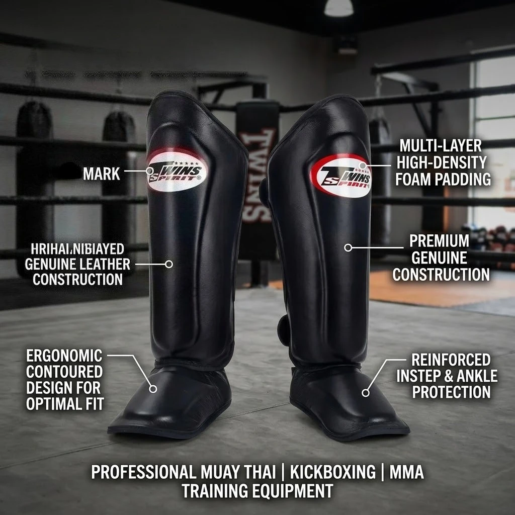 

Muay Thai Shin Guards for Adults, Full Protection for Sanda Kickboxing MMA Training, Premium Combat Sports Gear Men Women
