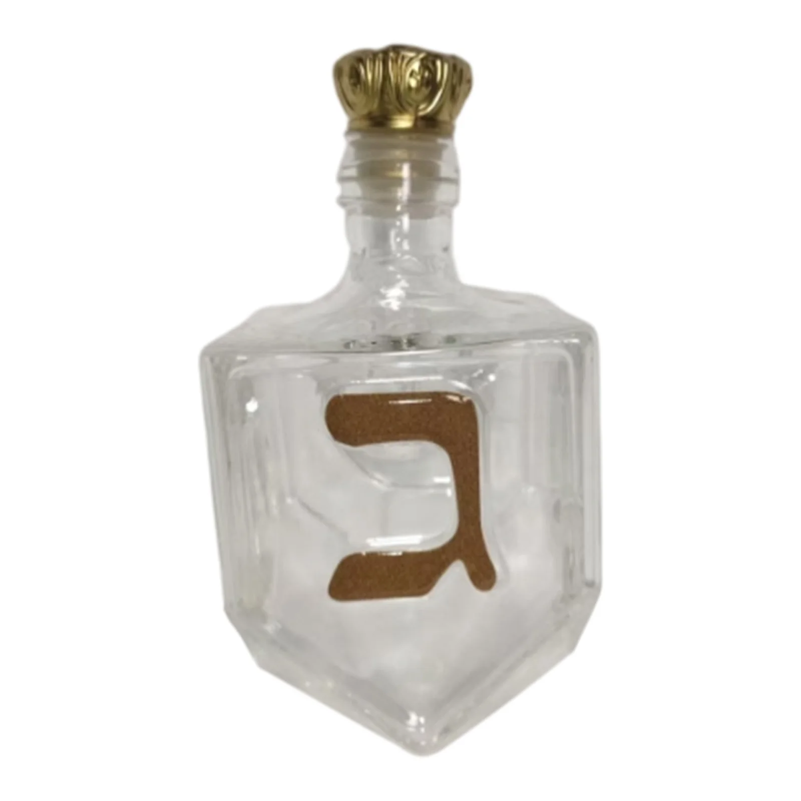 

Hanukkah Judaica Glass Liquor Decanter with Golden Hebrew Letters Twisted Whiskey Decanter for Festival Home Bar Display