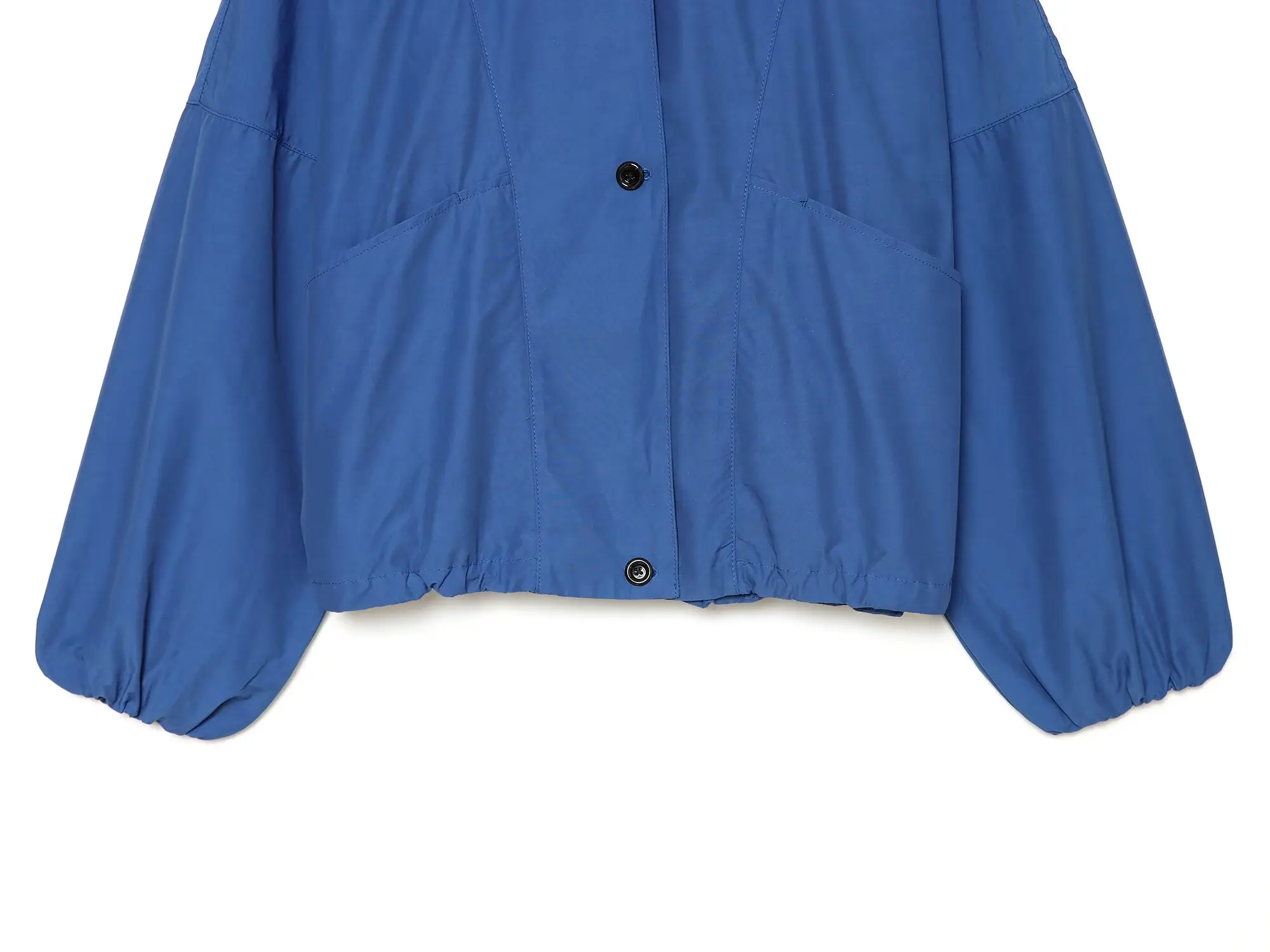 BSAY Damen Herbst Stehkragen Kurze Fliegerjacke mit Knopfverschluss Vorne Große Taschen Lange Ärmel Einfarbige Freizeitjacke – Detail 5