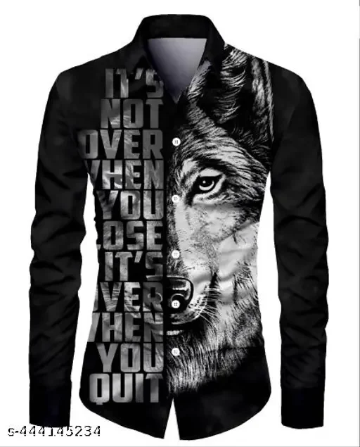 Men's Animal Wolf Fierce Pattern Shirt 3D Casual Printing Long Sleeve Shirt Men's Casual Fashion Hip-hop Unisex Clothing