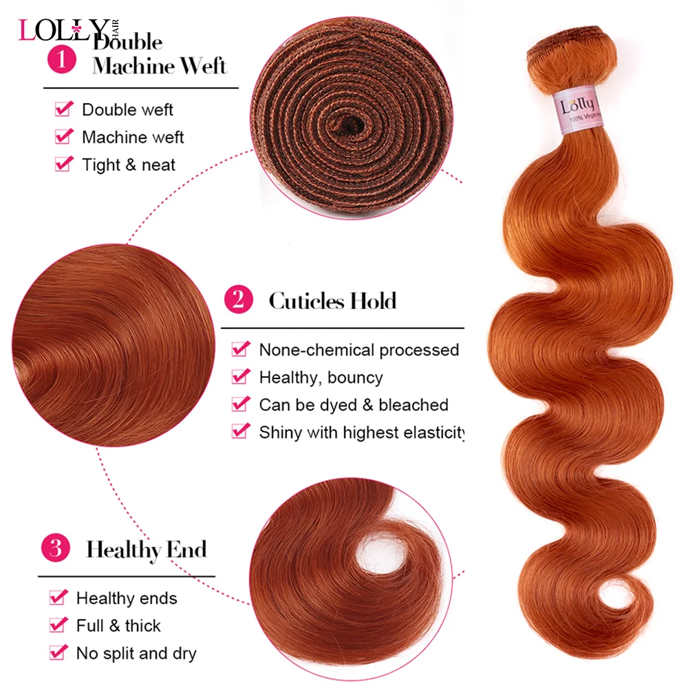 VideoOrange-Bundles de cheveux humains Body Wave, Bundles de cheveux humains colorés, Bundles de tissage brésilien Remy, 1 Bundles, 3 Bundles, 4