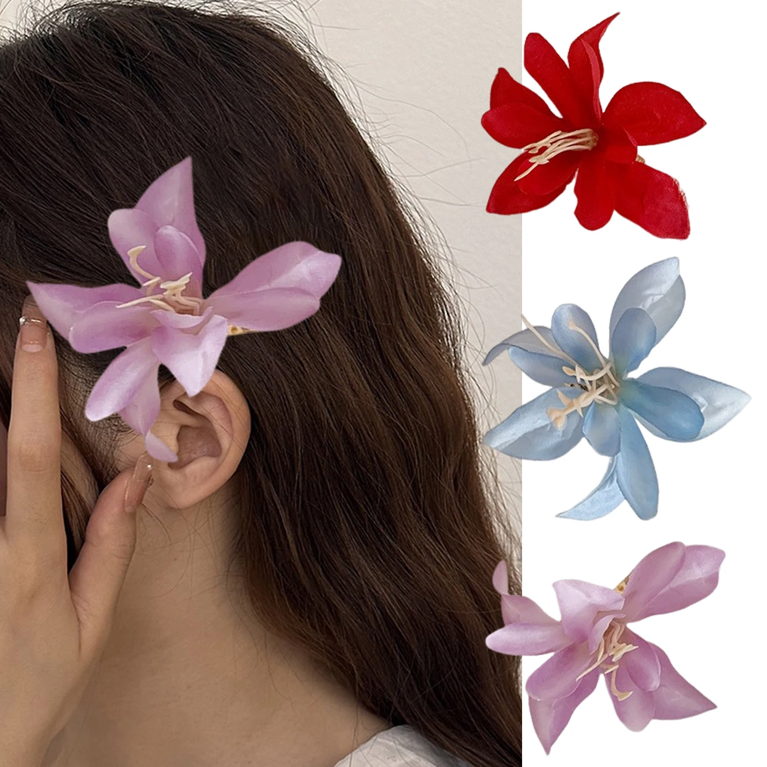 

Artificial Flower Hair Clip Simulated Orchid Hair Accessories Wedding Hair Clip For Women Styling Tool Hairpin Hair Side Clip