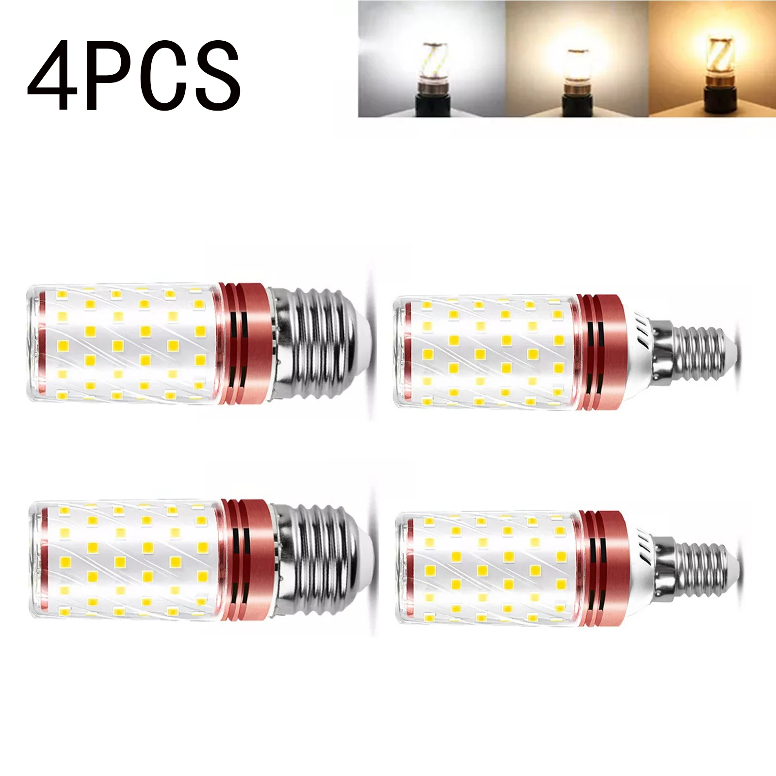 

4X Led Кукурузная лампочка E14 220V E27 Лампочка 12W 20W Трехцветная температура AC 110V 130V 240V крышка 360