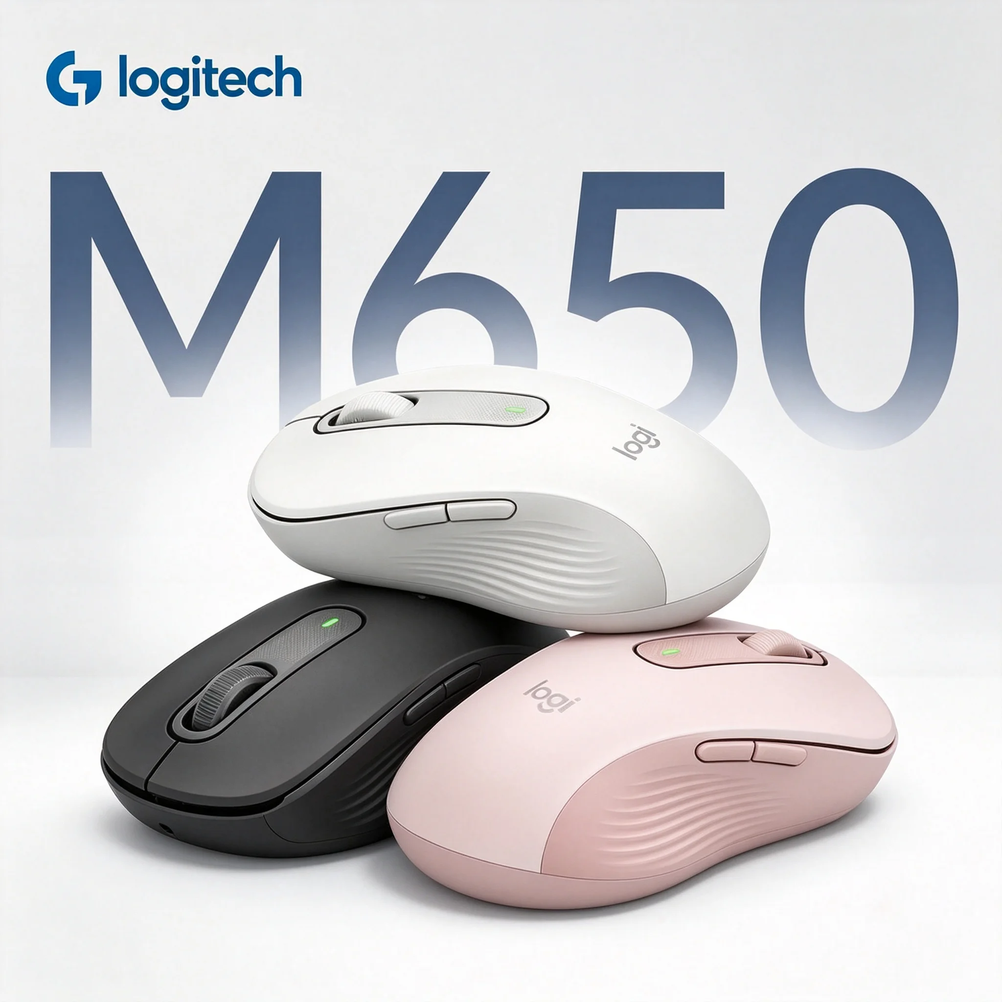 Logitech Signature M650 Wireless Bluetooth Mouse, Silent Click 4000DPI 5 Programmable Buttons SmartWheel Scroll Ergonomic Office