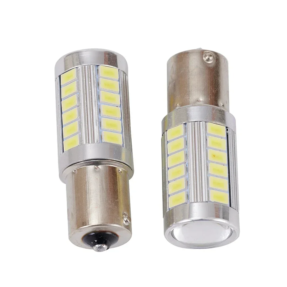 2pcs Auto LED Fog Lights White Bulbs BA15S P21W 1156 DC 12V 5630 33SMD Headlights Kit Replacement Lighting Accessory