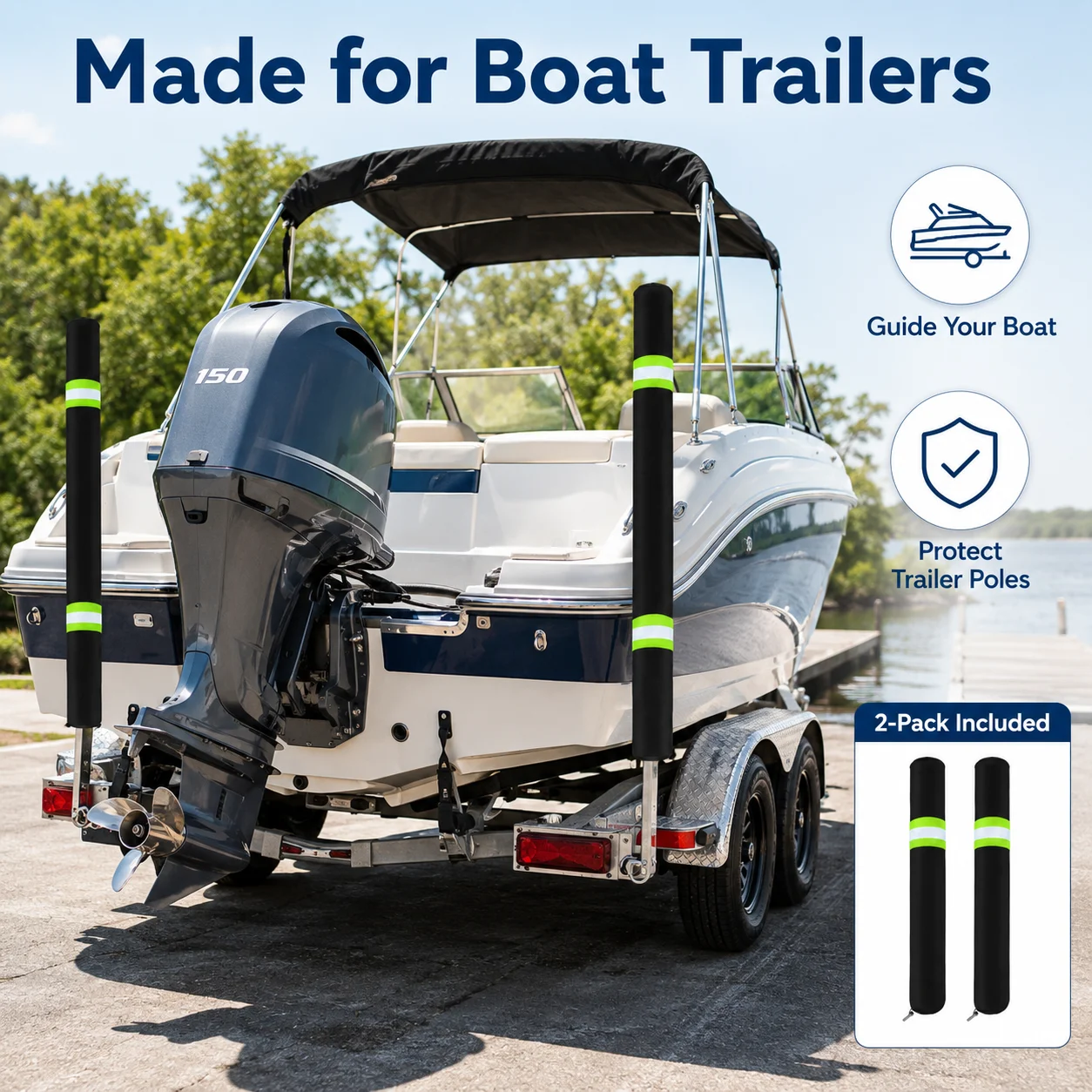 2Pcs Boat Trailer Guide Pole Cover 36 Inch Boat Trailer Guide Protective Pad for Ski Boat Fishing Boats Sailboat Trailer view 2