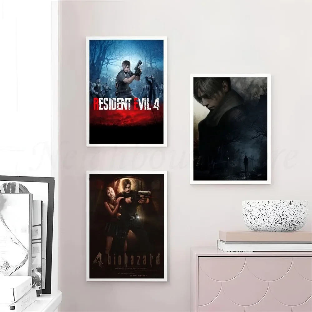 1pc Game Resident Evil 4 Poster Art Poster Waterproof Paper Sticker Coffee House Bar Room Wall Decor