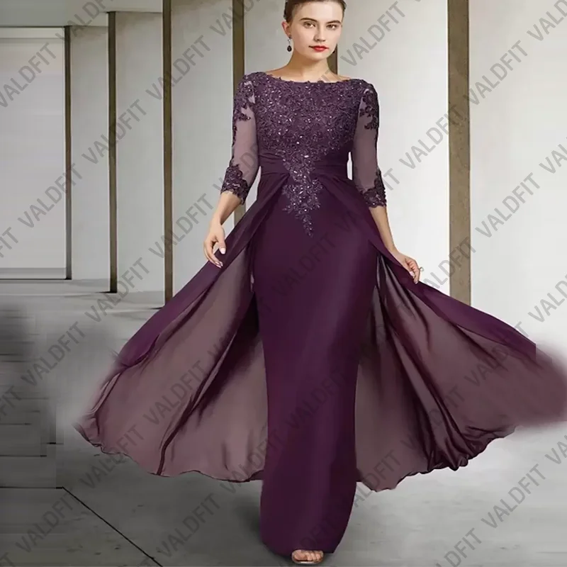 Customized Long Purple Mother of the Bride Dresses Chiffon Wedding Party Dress vestidos de fiesta elegantes 2024 para boda