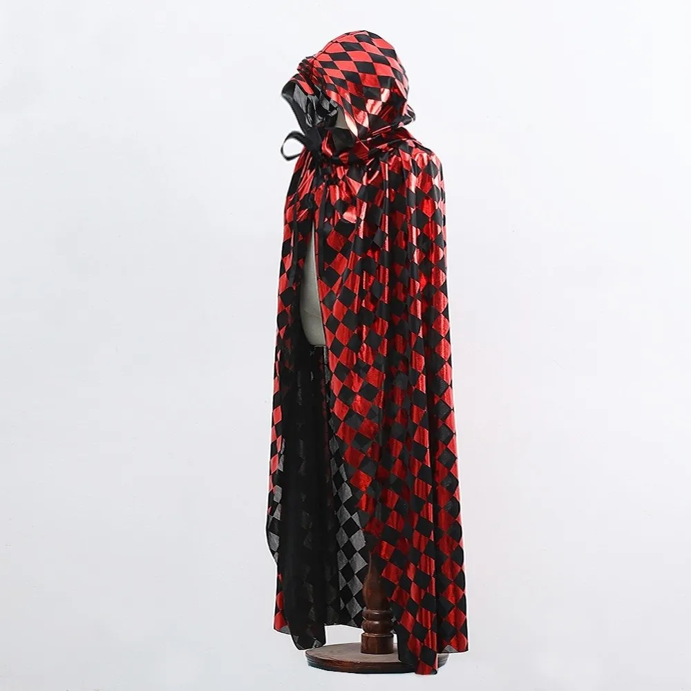 Tachin de sang Halloween Costume Cosplay accessoires Plaid drôle Halloween mort Cape avec casquette fête sombre toile d'araignée Cape Hallowmas