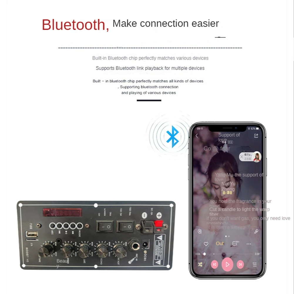 파워 앰프 보드 오디오 블루투스 앰프, USB Dac FM 라디오 TF 플레이어, 서브우퍼 DIY 앰프, 30W-120W