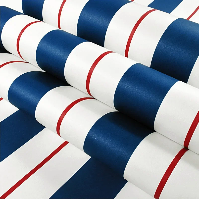 British Style Wallpaper Vertical Stripes Mediterranean Style Simple Modern Non-woven Bedroom Background Wallpaper