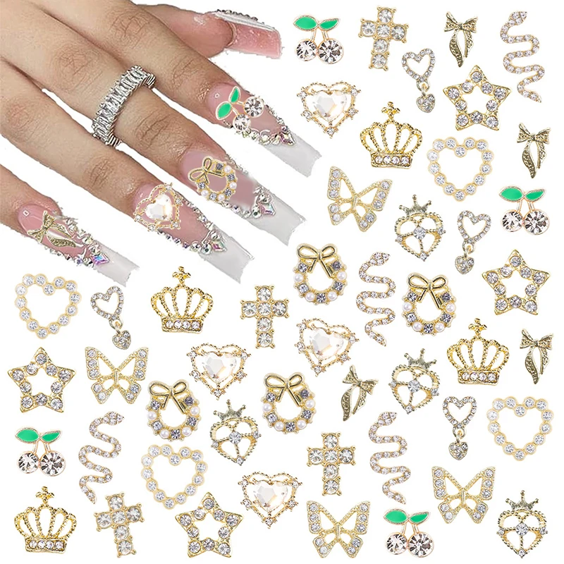 Multi-Style Nail Jewelry Set Brand logo Alloy Diamond Nails Resin Cartoon Rhinestones Nail Art Decorations Accessories