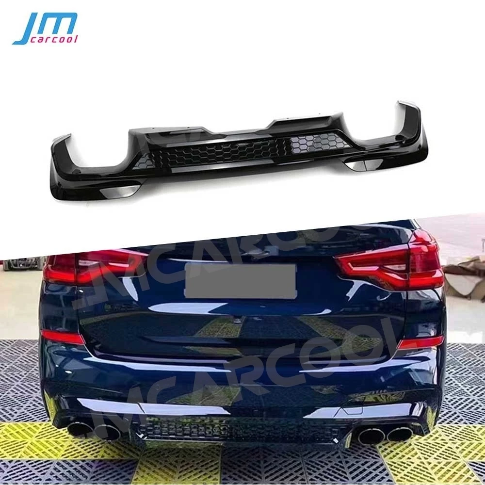 

JMCARCOOL ABS Carbon Look Car Rear Bumper Lip Diffuser Protector Covers For BMW X3M G01 2019-2021 Gloss Black Car Accessories