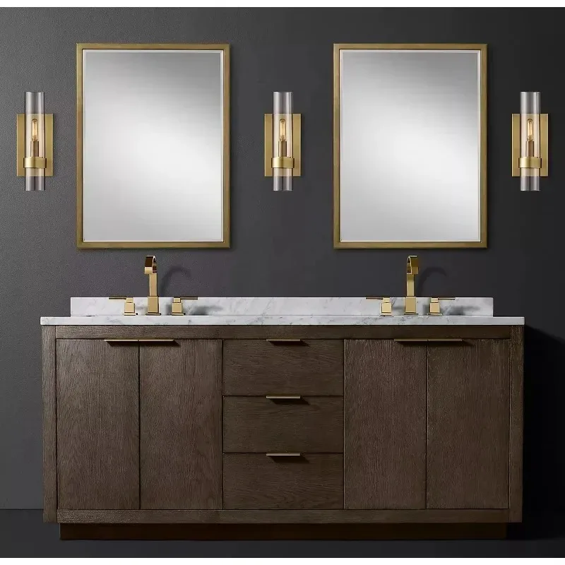 

Modern Wooden Bathroom Vanity Cabinet with Large Sink Customizable Toilet Storage Furniture