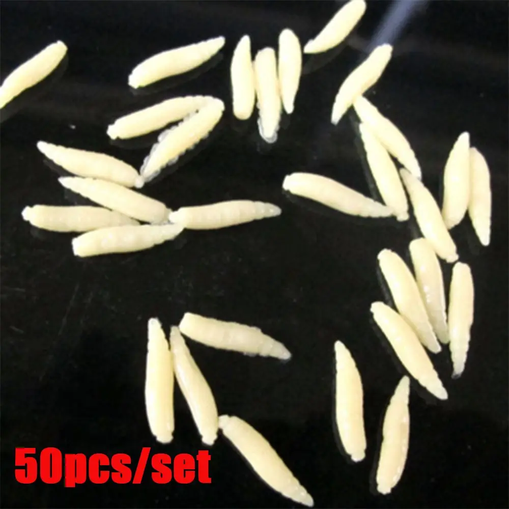 50Pcs Hot Excellent Toughness Silicon Road Asia Bait Worm Fishing Bait Maggots Shape Tackle Bionics Soft Lures