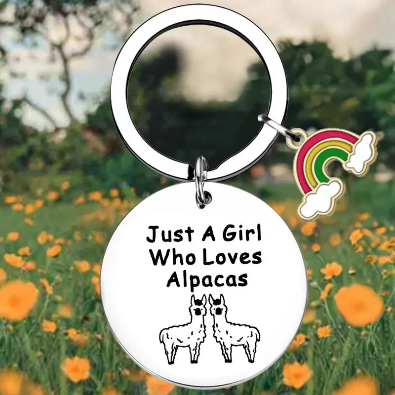 Llama Alpaca Lover Gift Key Chain Ring Just A Girl Who Loves Alpaca keychains pendant Alpaca Gift