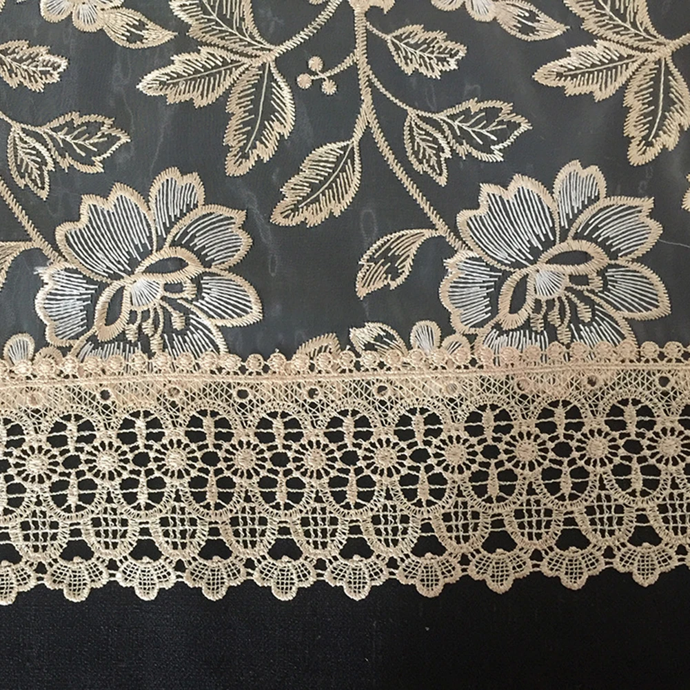 Vintage Lace Tablecloth with Floral Embroidery and Crochet Macrame Detail for Banquets Parties and Picnic Settings