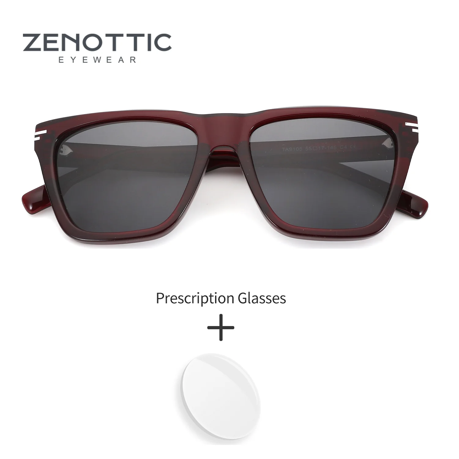 

ZENOTTIC (S Size) Square Women Graduate Prescription Sunglasses Polarized UV400 Shades Protection Myopia Running and Driving