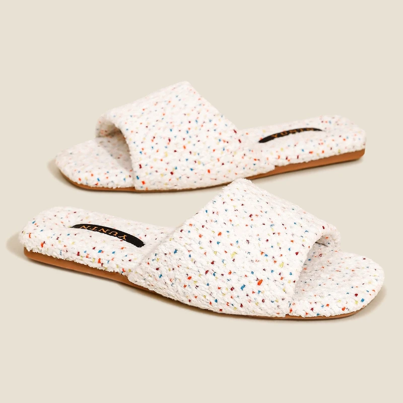 

Домашние тапочки для пар с милым дизайном в горошек, зимние теплые пушистые современные хлопковые тапочки, удобные нескользящие тапочки на плоской подошве