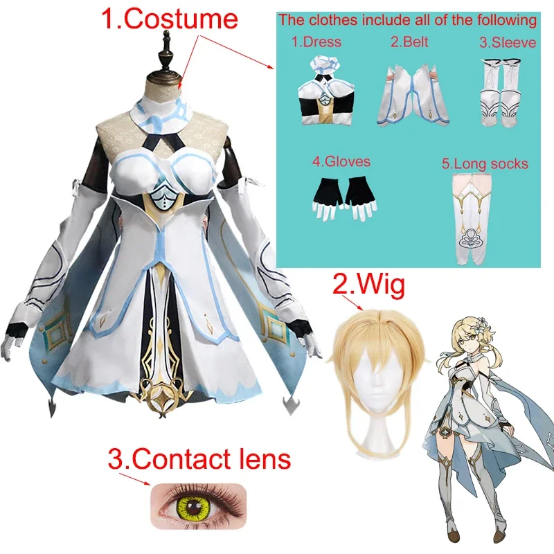 Genshin Impact Lumine Cosplay Traje para Mulheres, Anime, Halloween, Sexy