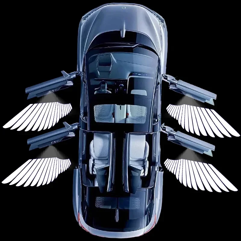 2/4pcs Car Angel Wings Wireless Car Door Welcome Courtesy Shadow Projector Lamp LED HD Logo Light Cars Accessories