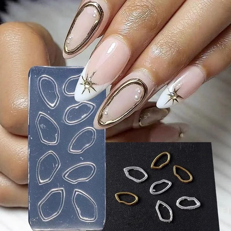 

[YU]Nail Art Soft Silicone Mold Irregular Hollow Border Molds 3D Silicone DIY Nail Design Template Nail Accessories For Salon