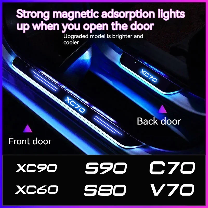 

For Volvo S40 S60 S80 S90 XC40 XC60 XC70 XC90 V40 V50 V70 Car Wireless LED Welcome Pedal Threshold Light passage Atmosphere lamp